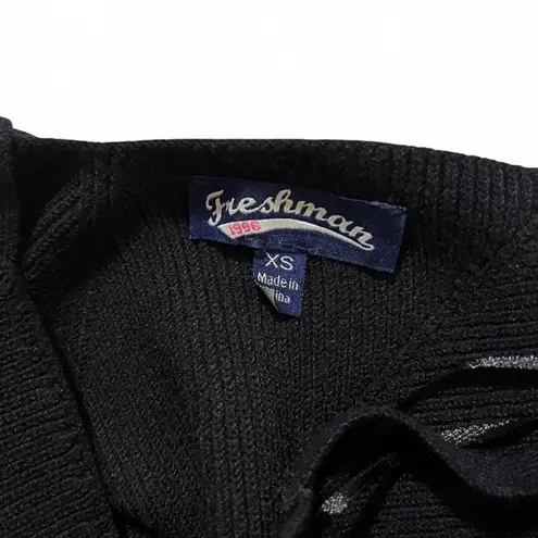 Freshman 1996 Black Ribbed Knit Maxi Dress – XS Stretch Bodycon Spaghetti Strap