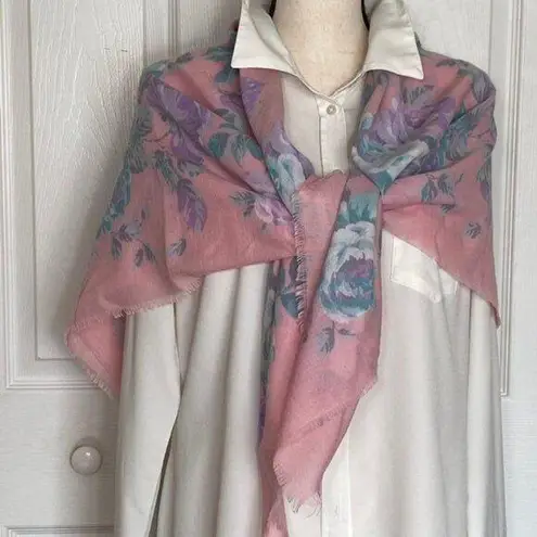 Vintage Floral Square Scarf Pink & Purple 44"x44"