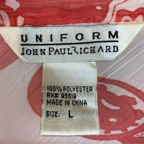 Uniform Orange & White Embellished Sheer Long Sleeve Tunic Top L Size L