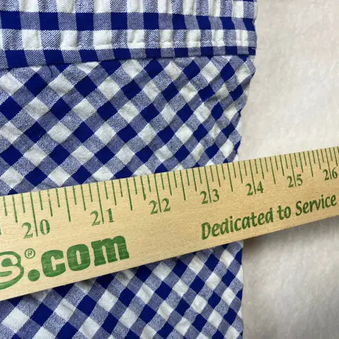 Isaac Mizrahi Live Blue Gingham Zipper Front Peplum Jacket Women's Size 10