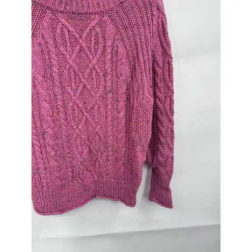 J. Crew Cable Knit Sweater Women XXS Pink Crew Neck Colorful Speckled Preppy
