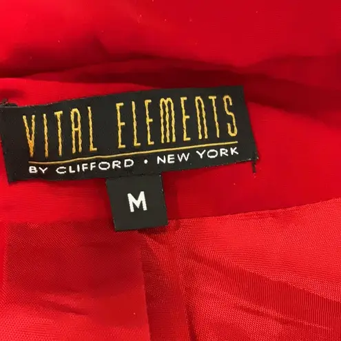 Vintage 80s 90s Bomber Jacket Bright Red Gold Geometric All Over Pattern AOP SzM Size M