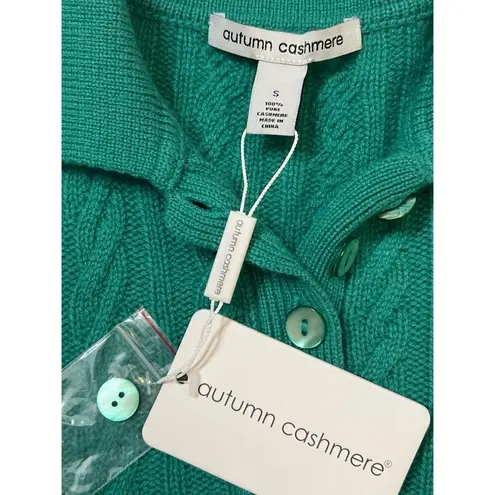 autumn cashmere Grass Boxy Cable Polo Sweater Sz S Women