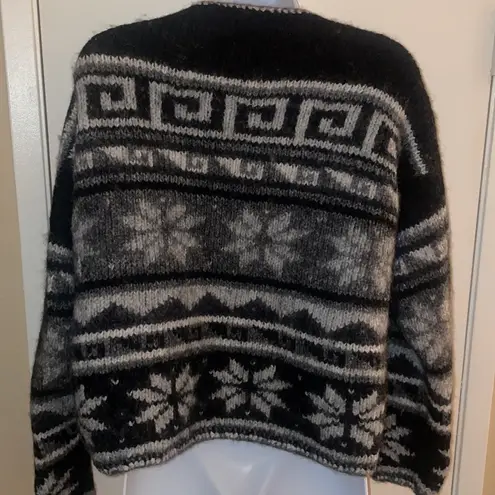 Pacific&Co Peruvian Trading . alpaca wool soft warm fair isle jacket M gray