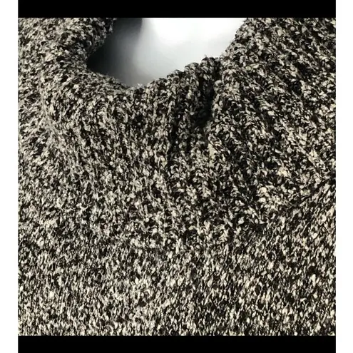 Rafaella Cowl Neck Black & Grey Marbled Cozy Sweater size Medium