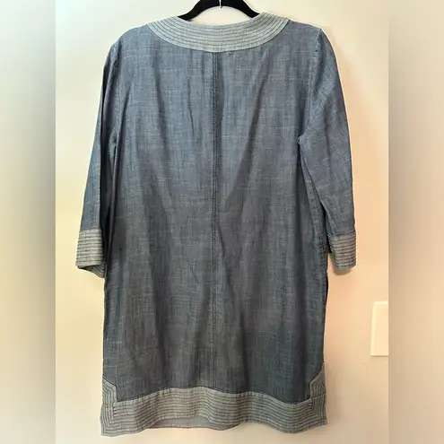 Trina Turk  Tunic Chambray Linen Shift Dress Minimalism Size M Capsule Wardrobe