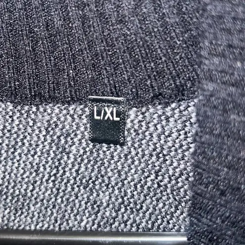 P. Luca Milano Black Striped Knit Sweater Poncho L/XL Cozy Boho Chic Pullover Size L