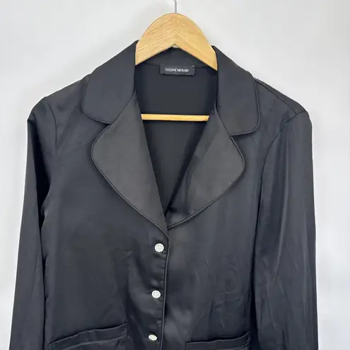 Nadine Merabi Top Womens XL Black Silk Touch Polyester Feather Cuffs Whimsigoth