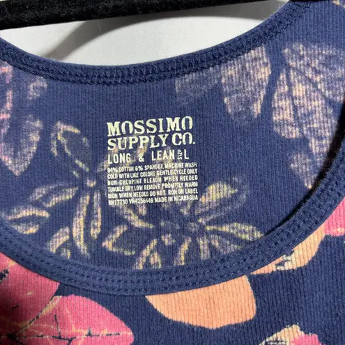 Mossimo Supply Co Tank Top L Floral Blue Pink Long Lean Ribbed Fairy Grunge 00s Size L