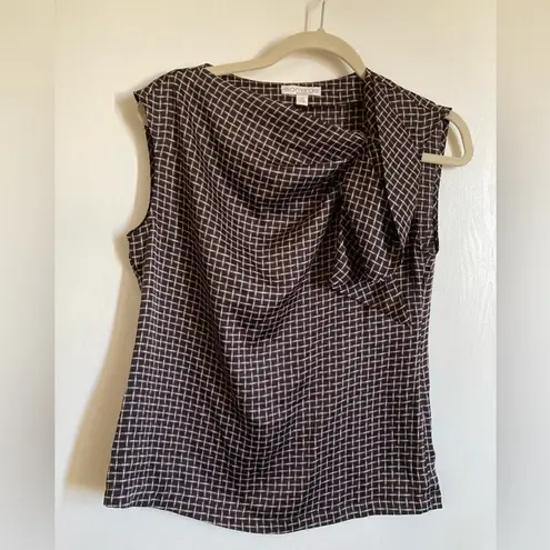 🌞Eva Mendes Sleeveless Brown & Cream Checkerboard Pattern Blouse A Size XS - Image 7