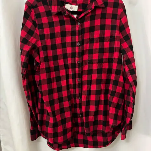 SO  Women's Red and Black Checkered Button Down Shirt thumbnail 2