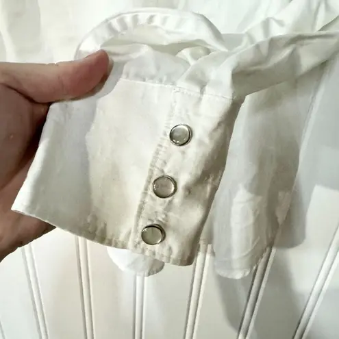 VTG UNBRANDED Button Up Women Size L Western Green & White Pearl Button Retro Size L