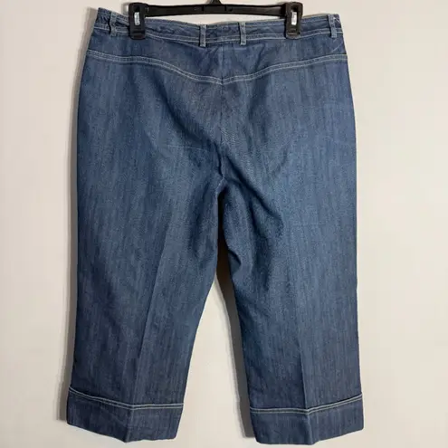 St. John Denim Jean Capris Women's 10 Blue Cuffed Stretchy Designer Classic Chic