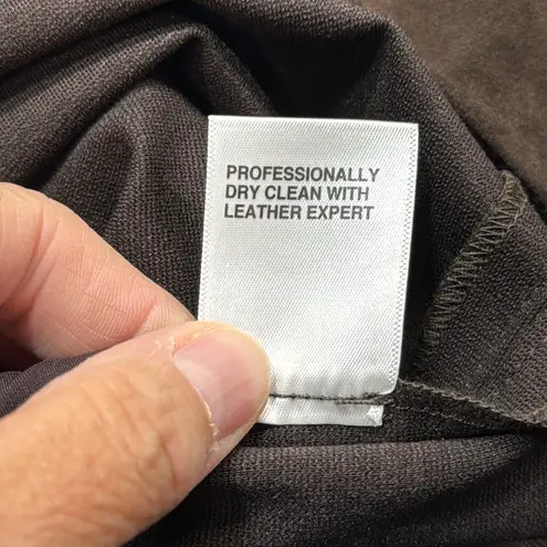 Carlisle Collection Brown With Brown Suede Neckline Shift Dress Size 10