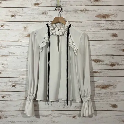 Monique Lhuillier ML White Victorian Top - XS