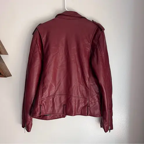 Guess  Leather-Like Red / Maroon Moto Jacket