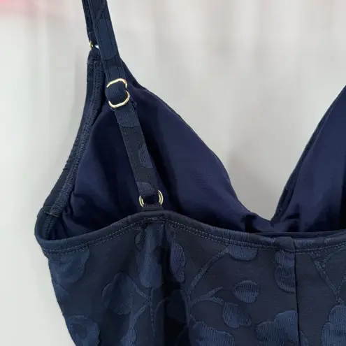 Robin Piccone Tankini SZ Extra Small NEW Swim Navy Jacquard Texture Floral NWOT