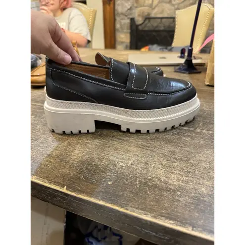 Show The Bear IONA CHUNKY LEATHER LOAFERS Size 8.5 Nordstrom Pallet Pull Black