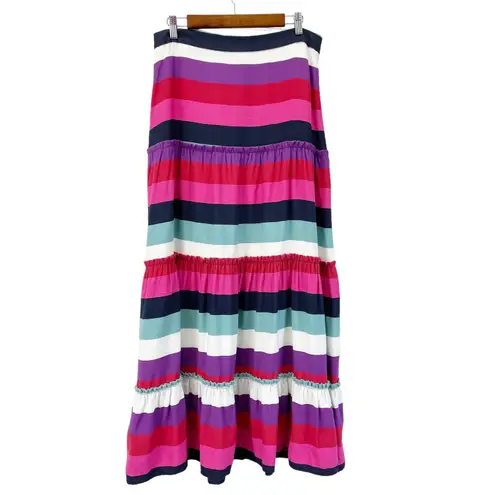 1901 Womens Size 12 Hamptons Prairie Peasant Tiered Maxi Skirt Festival Stripe