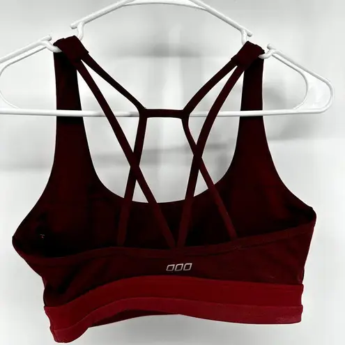 Lorna Jane Energise Sports Bra Strappy Marled Scoop Quick Dry Dark Red Marl XXS