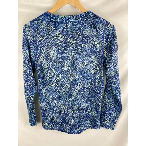 LL Bean Women's XS UPF 50+ Swim Sun Rash Guard Long Sleeve Top Blue