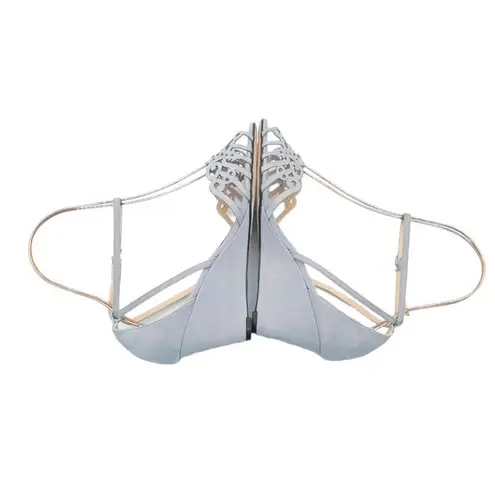 Klub Nico Kingston Laser Cut Ankle Wrap Wedge Heel Light Gray Lavender Size 8 Purple