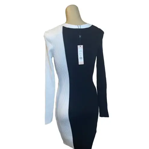 BCBGeneration  Colorblock Sweater Dress in Black & White Large New Womens