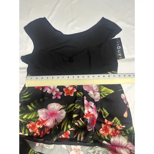 Sangria Black Floral Fit & Flare Dress Sleeveless Party Cocktail Size 16 NWT