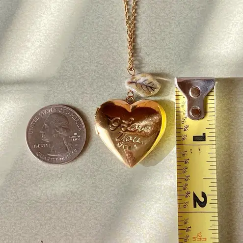 Handmade gold tone stainless steel heart locket necklace