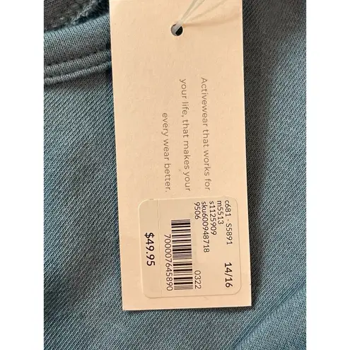 Lane Bryant Livi  Activewear Short Sleeve Jogging Suit Blue Workout Top 14/16 NWT