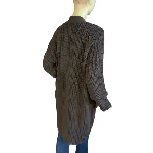 Woman Within BROWN CABLE KNIT V NECK CARDIGAN SWEATER (L/18/20)