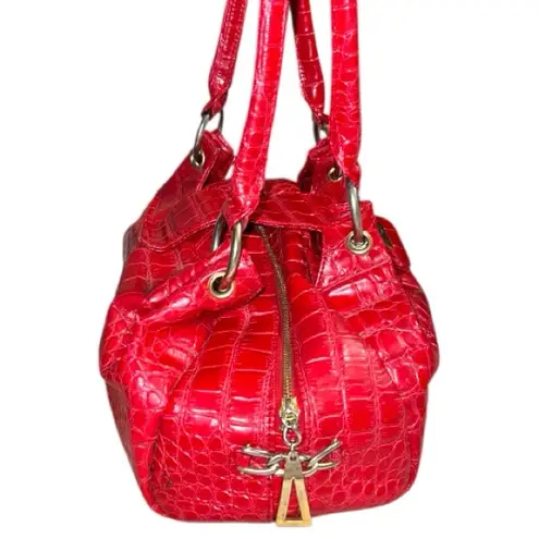 Vintage Isabella Adams Elegant Red leather croc style bag. Size undefined