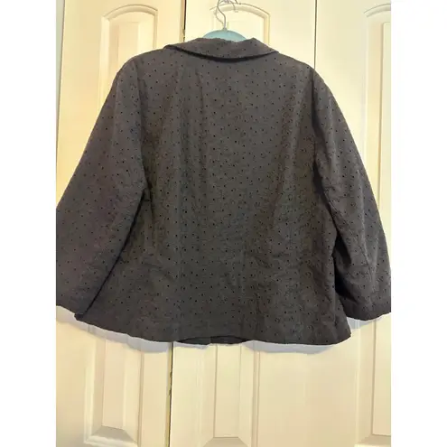 Josephine Chaus Navy Eyelet Blazer Jacket Button Front Career Office Business Casual