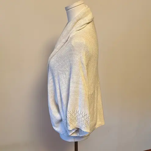 Tahari Cream Knit Shrug with Draped Front