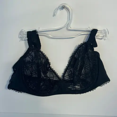 Simone Perele Black Lace Plunge Bra 36C Size undefined