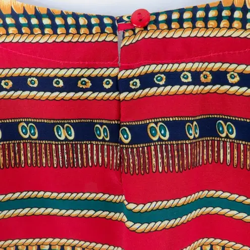 Petite Sophisticate 1980s Vintage Red & Gold Retro Geometric Blouse Large