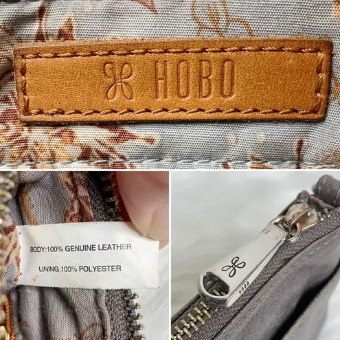 Hobo The Original Leather Zipper Baguette Mini Bag Clutch Purse Gray