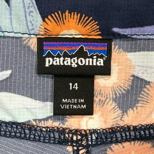 Patagonia  Baggies Board Shorts Floral Print Swim Trunks Orange Blue‎ Size 14
