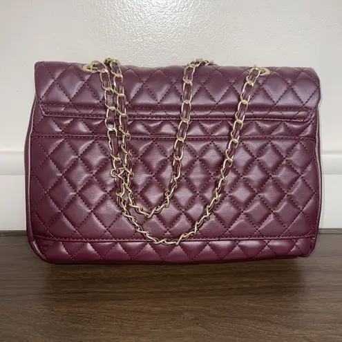 Badgley Mischka NWTs Burgundy Vegan Leather Quilted Messenger Bag