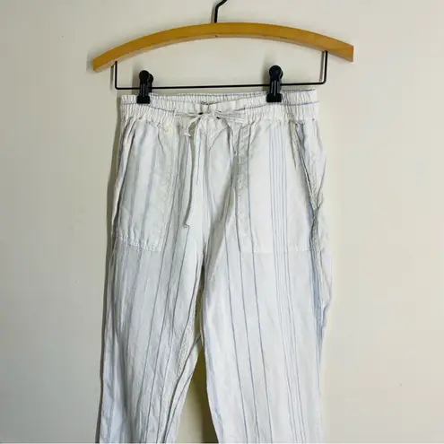 Faherty 100% Linen Pants White Blue Striped size XS Drawstring Lightweight