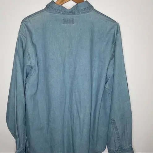 esteem jean button up with cardinals embroidery