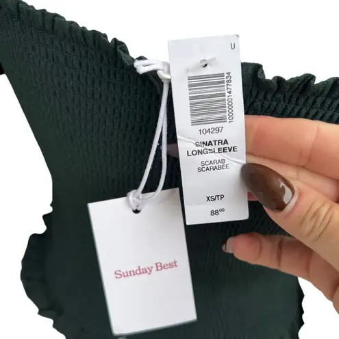 NWT SUNDAY BEST Sinatra Long Sleeve Blouse Sz XS Green