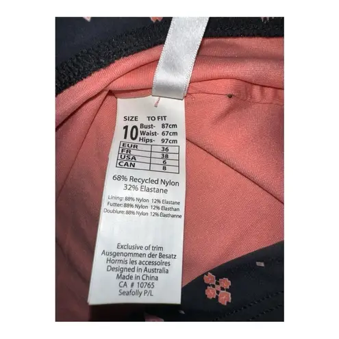 Seafolly Inka Gypsy Black/Pink V-Neck Tankini, Size 6