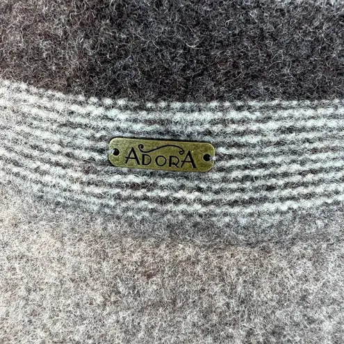 Adora Fedora Hat One Size Taupe Brown Wool Blend Felt Stripe Adjustable Casual