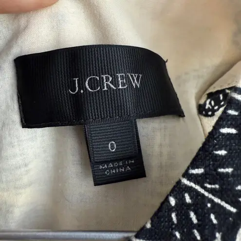 J.Crew‎ Floral Print Dress Sleeveless Cotton Blend Beige Black Size 0 Tan