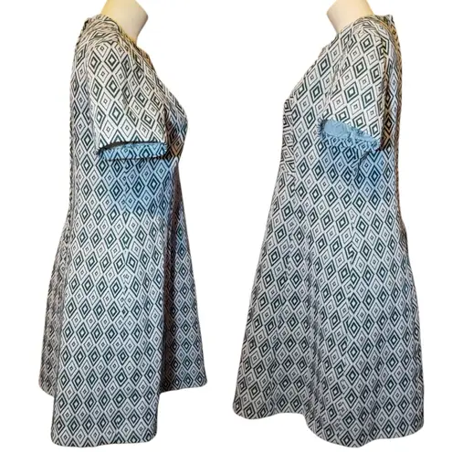 Vintage green & white geometric diamond print mod dress (see measurements) Size L