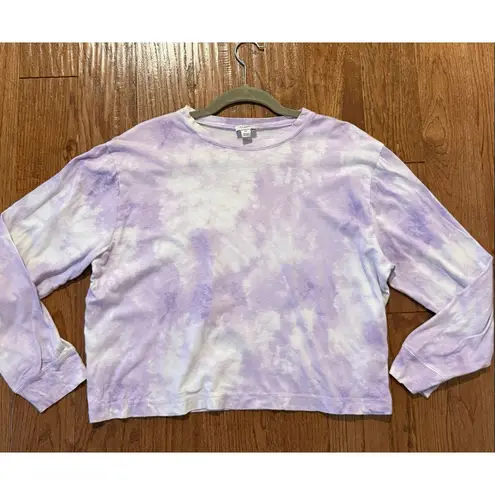 J.crew purple tie dye crewneck long sleeve top M Size M