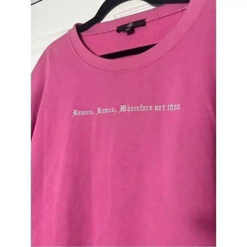 Missguided Rose Pink Romeo Cropped Pullover Relaxed Sweatshirt Size 12 Large