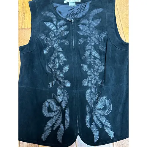 Peter Nygard Black Genuine Leather Suede Vest Women’s Small PS NWT