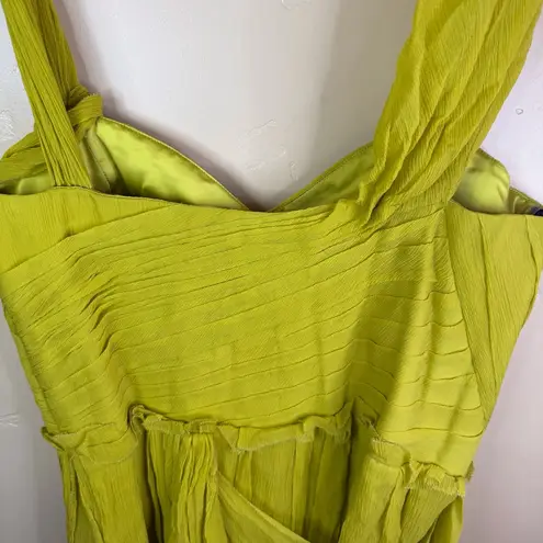 Vera Wang Lavender Label Silk Dress Size 14 Formal Event Womens Mini Yellow